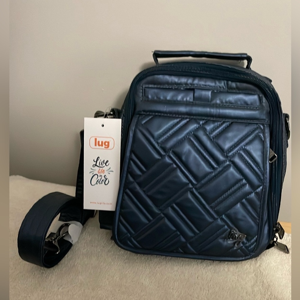 Lug Classic Quilted Crossbody Snapper SE Bag in Metallic Indigo